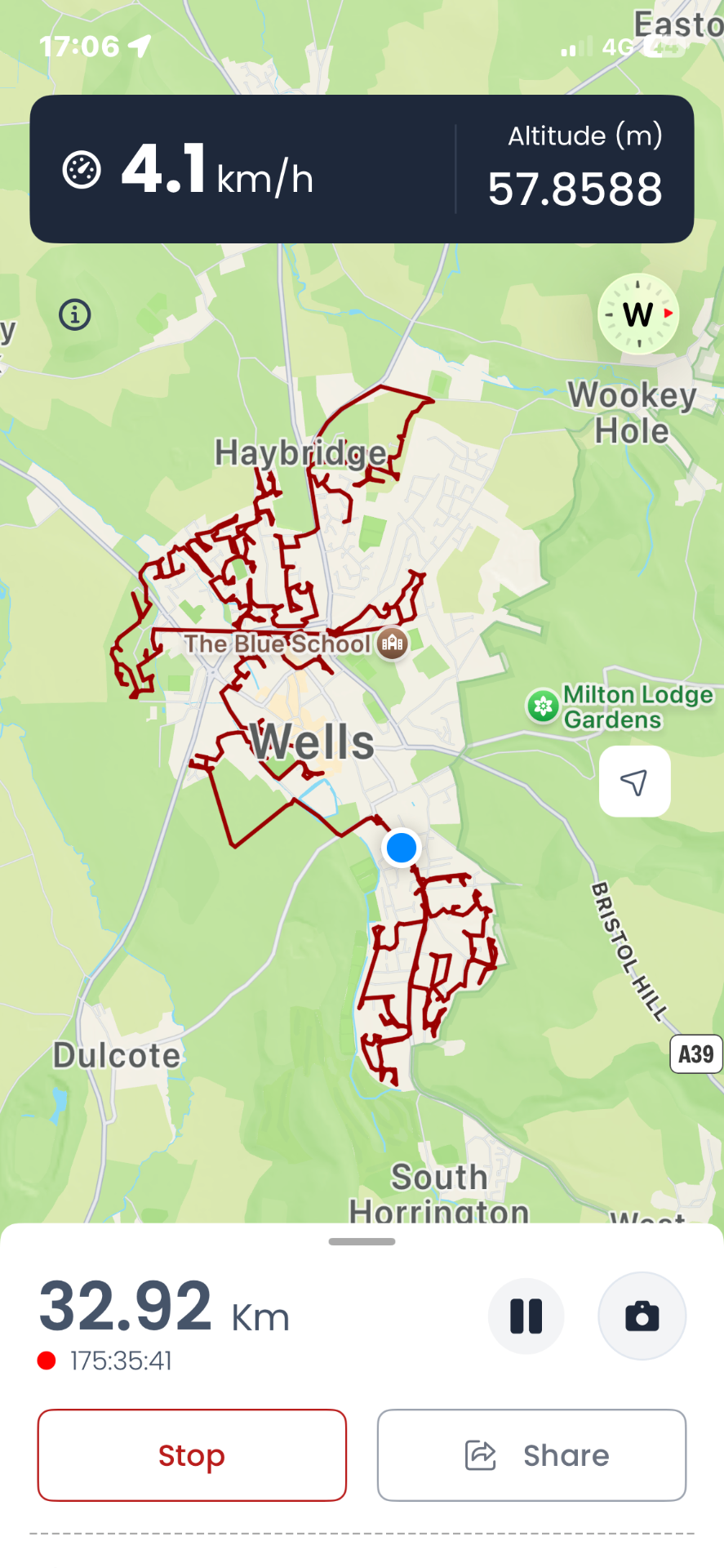 GPS tracked delivery route in Wells · BA5